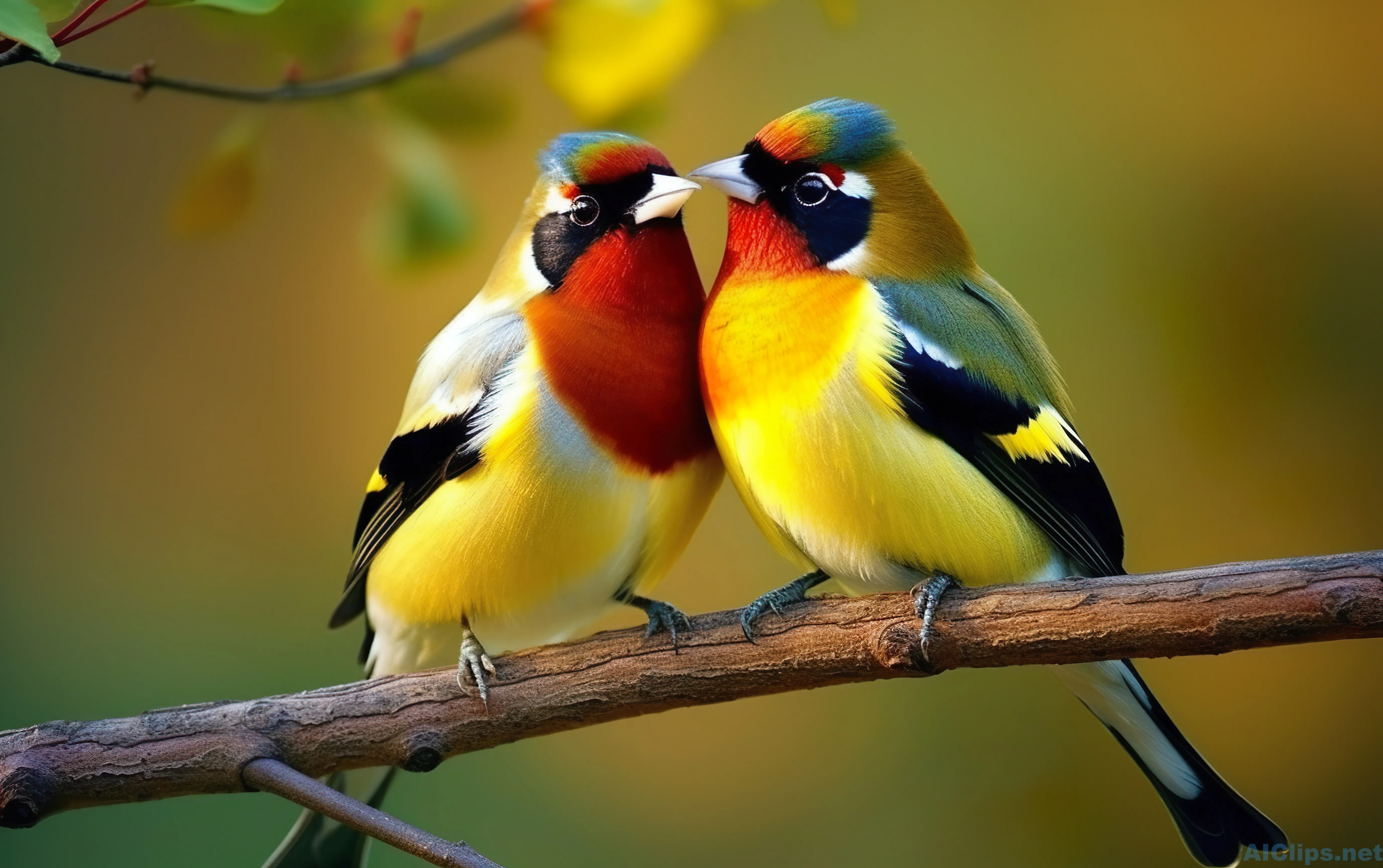Vibrant Lovebirds on a Branch - Nature's Beauty