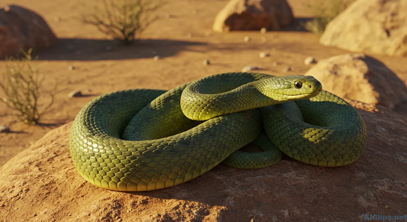 Realistic Green Snake Image for Commercial Use