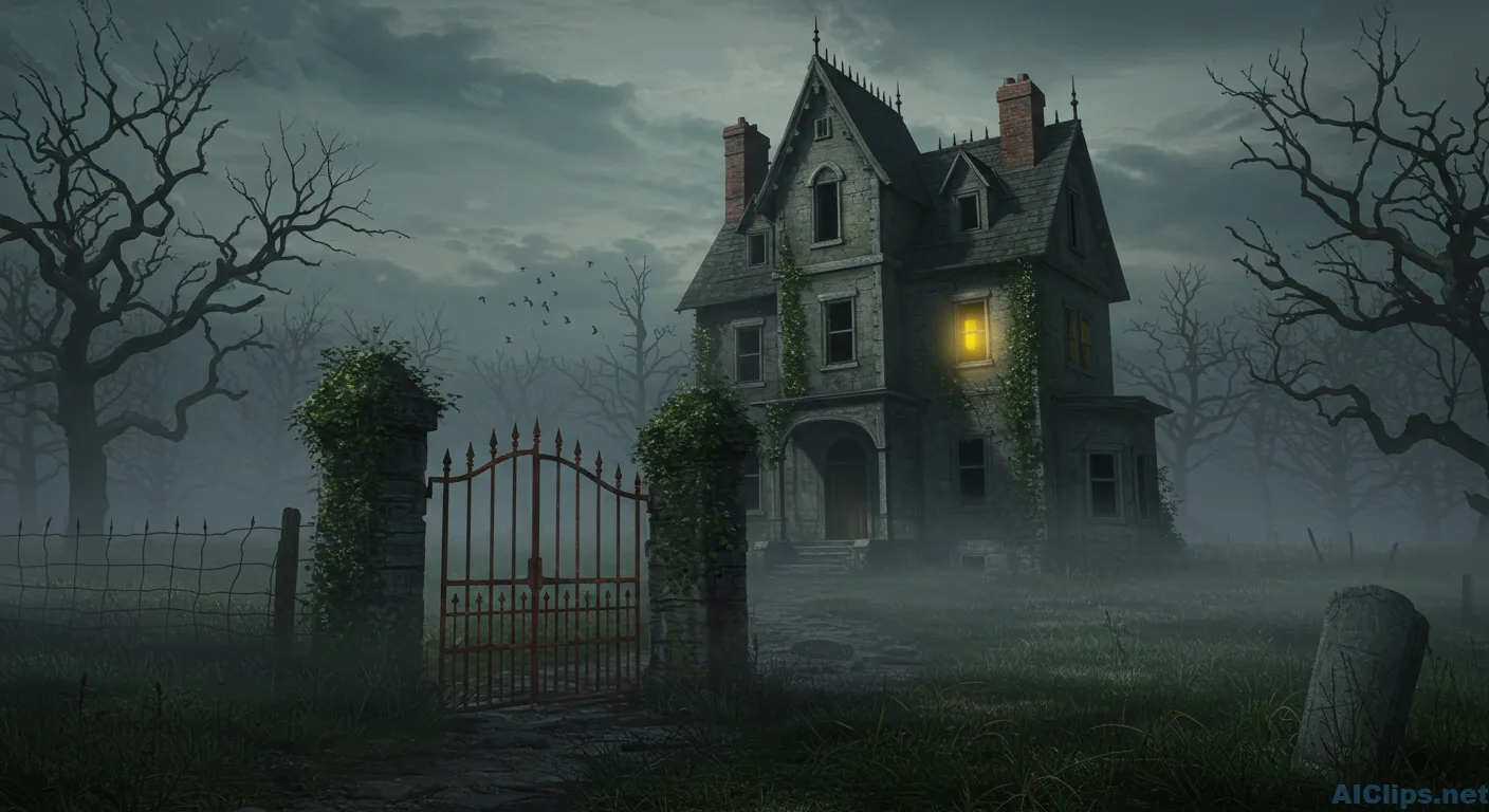 Haunting Vintage House with Atmospheric Fog