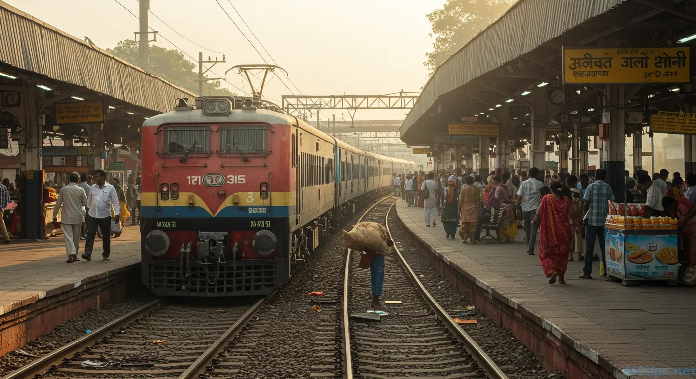 Vibrant Train Station Scene Captured at Sunrise