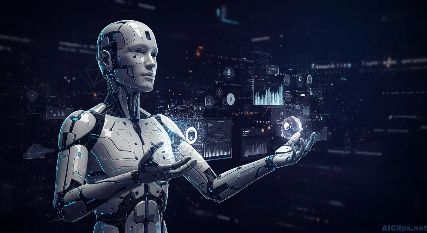 Futuristic AI Interaction with Data Visualization