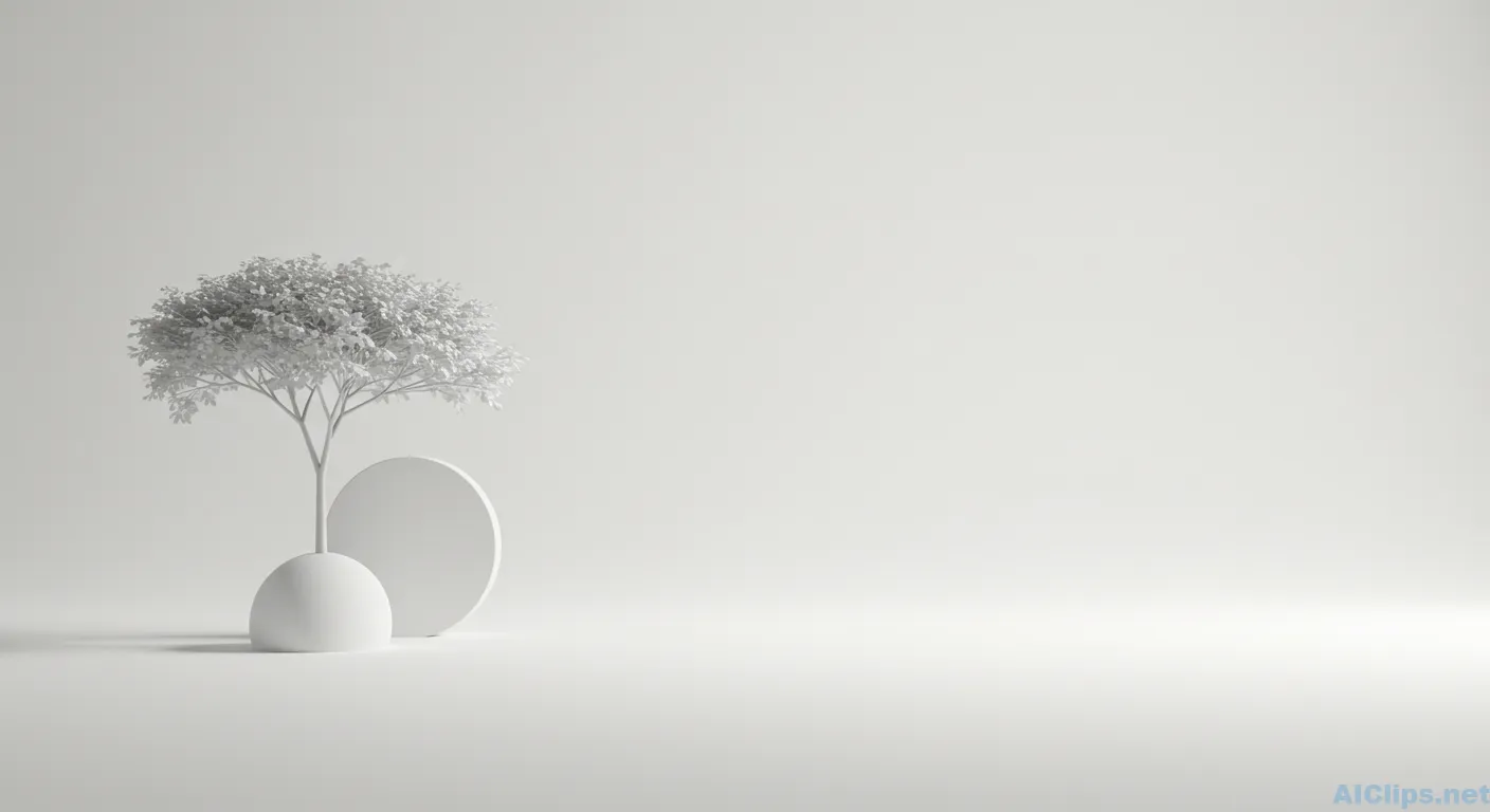 Minimalist White Tree and Geometric Shapes Design