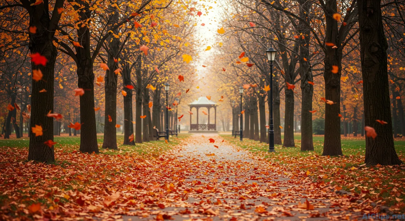 Serene Autumn Pathway with Colorful Leaves