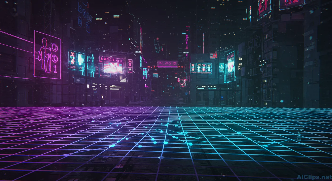 Futuristic Cityscape with Neon Glow Background