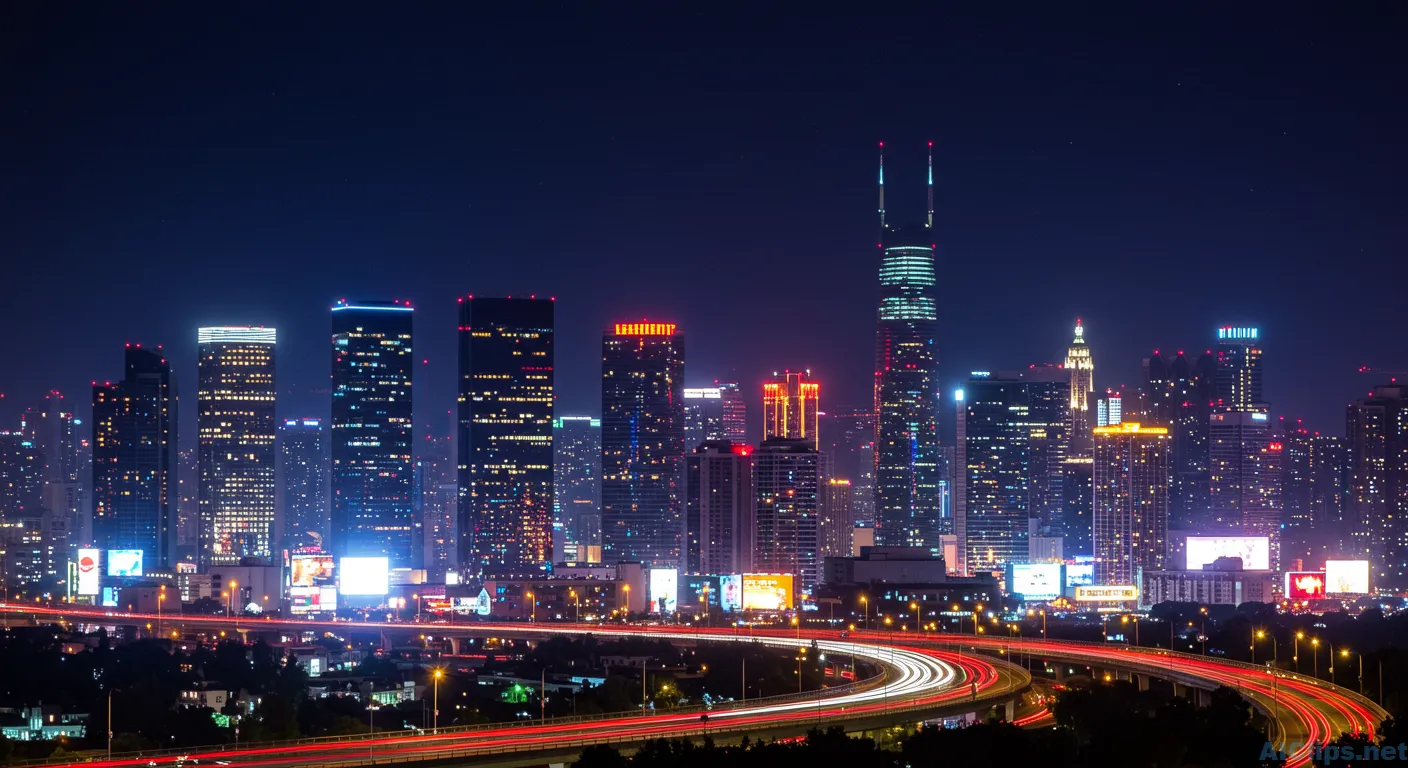 Stunning Night Cityscape of Urban Skyline