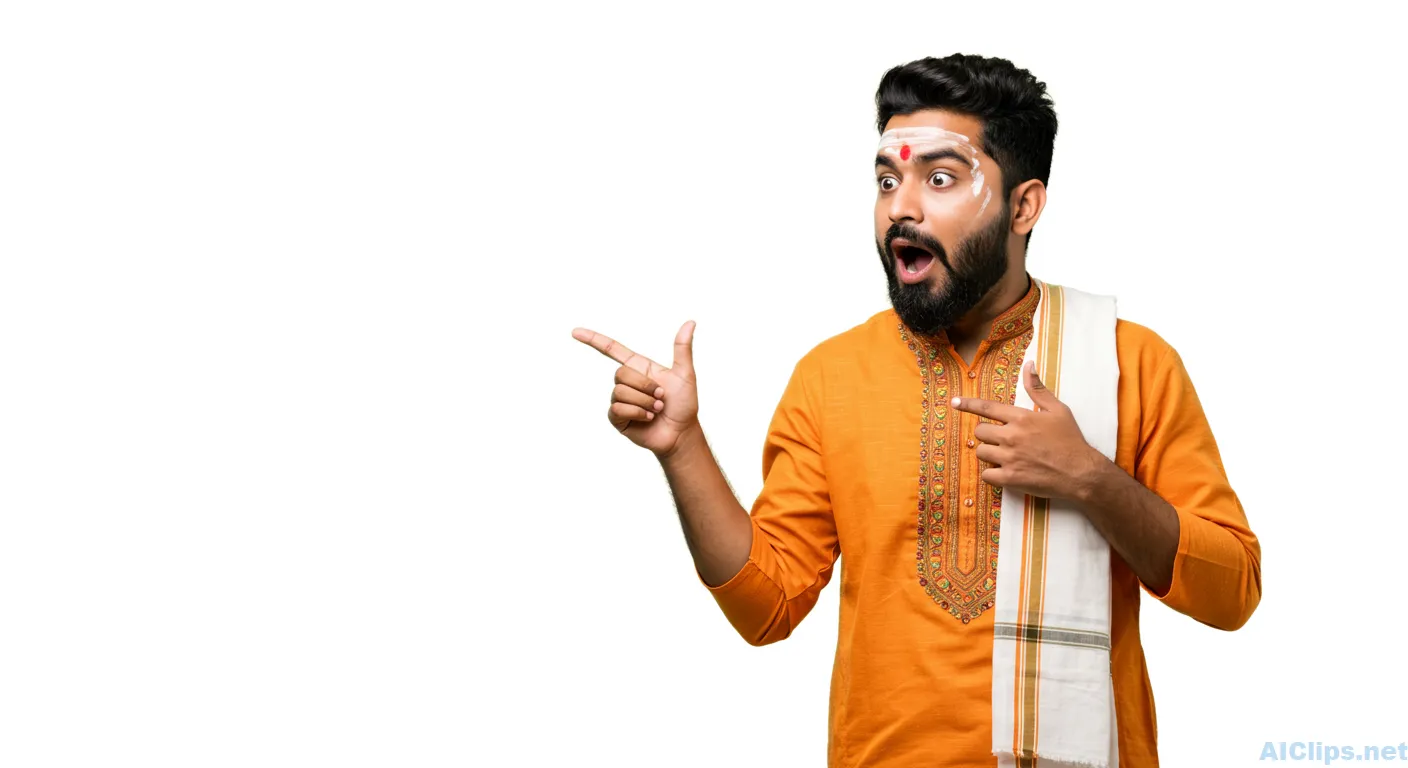 Excited Man in Traditional Attire Expressing Surprise