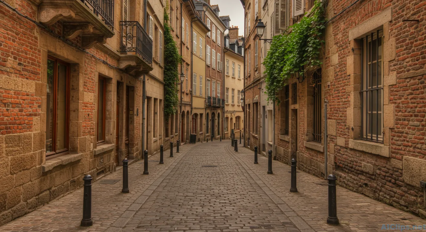 Charming Cobblestone Street in Tranquil European Village