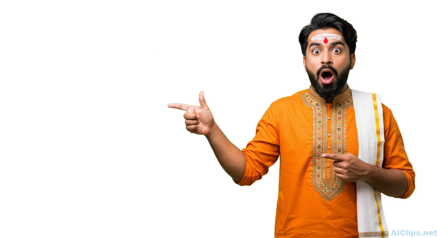 Surprised Indian Man in Traditional Attire Gesture