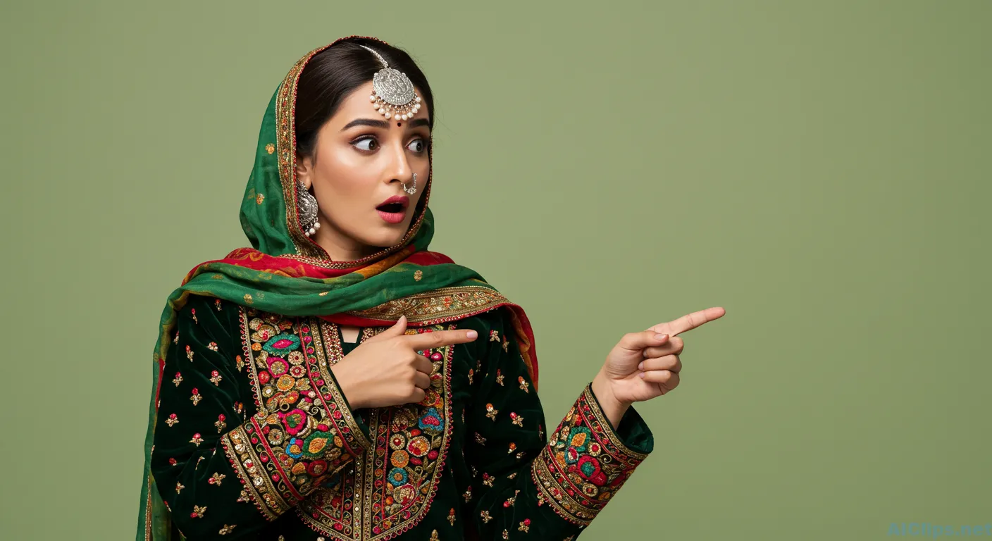 Traditional Pakistani Woman in Vibrant Attire
