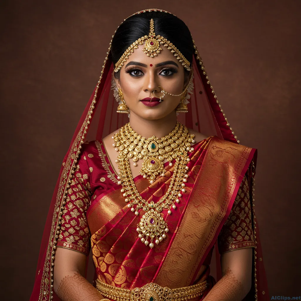 Elegant Indian Bride Portrait in Traditional Attire