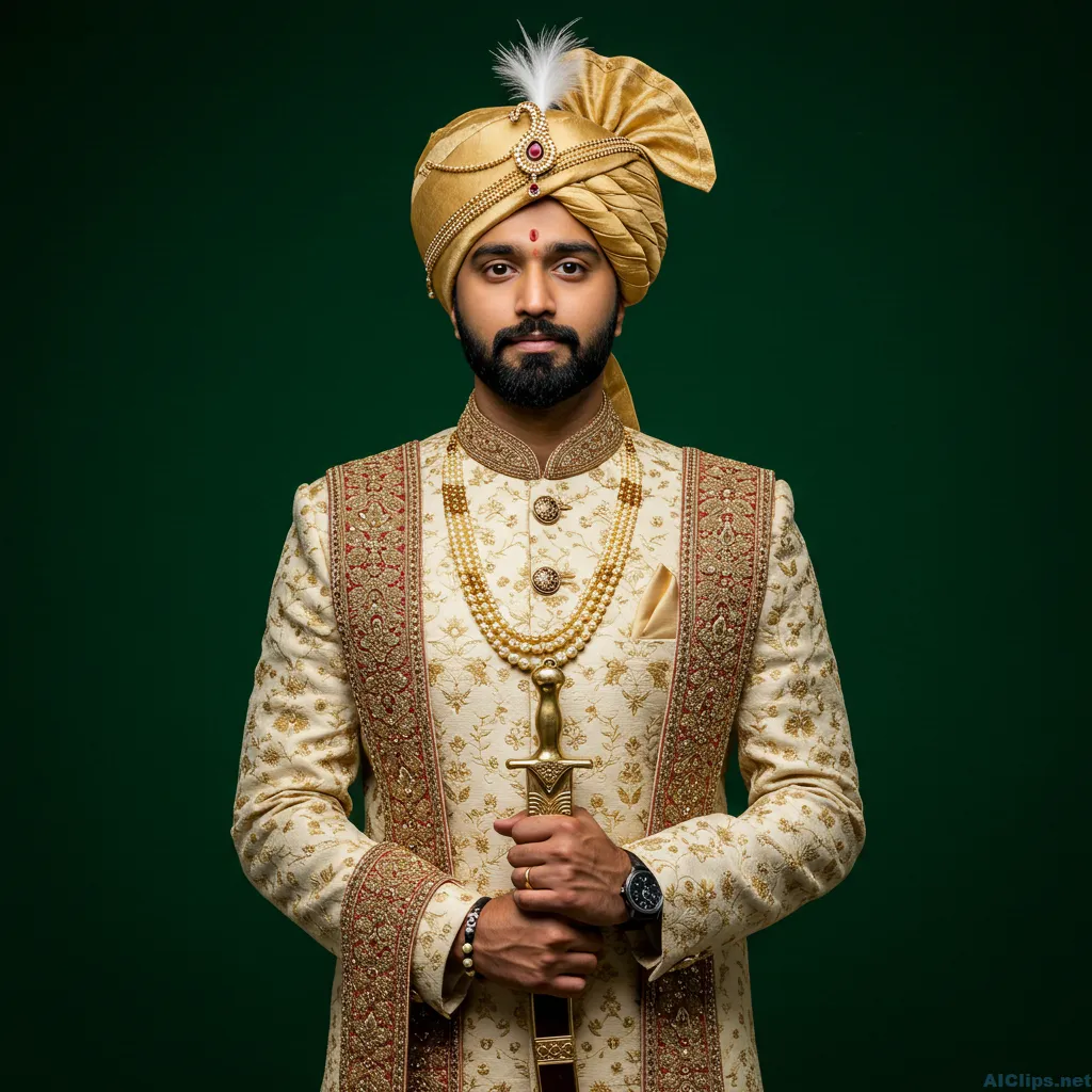 Regal Indian Men's Attire for Cultural Celebrations