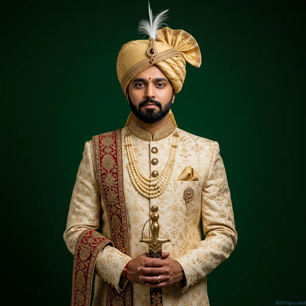 Elegant Traditional Indian Male Attire Portrait