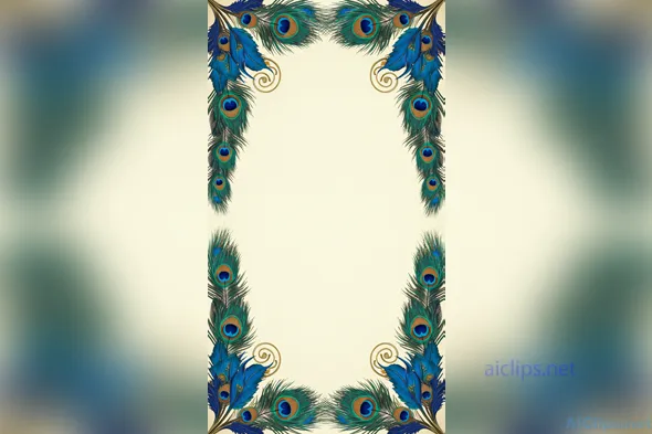 Elegant Peacock Feather Border Design for Branding
