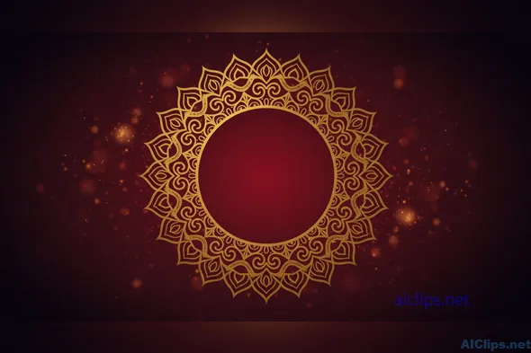 Elegant Gold Mandala Pattern on Deep Red Background