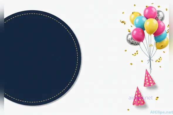 Festive Background with Balloons and Party Hats