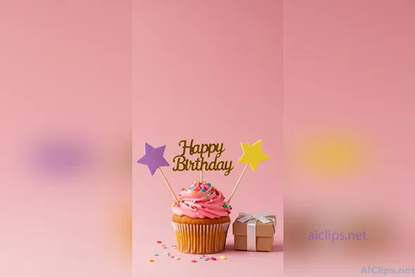 Vibrant Birthday Celebration Cupcake with Gifts