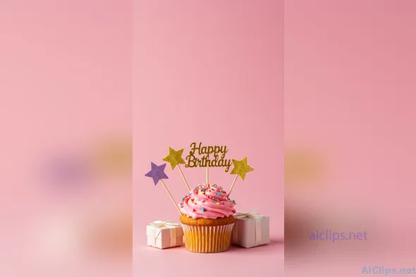 Festive Birthday Cupcake with Gifts - Perfect for Celebrations