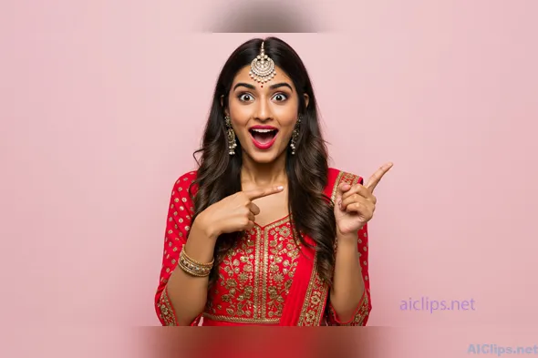 Elegant Indian Woman Celebrating in Traditional Attire