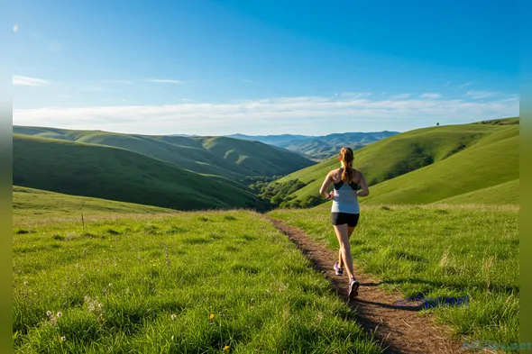 Scenic Running Trail in Lush Green Hills