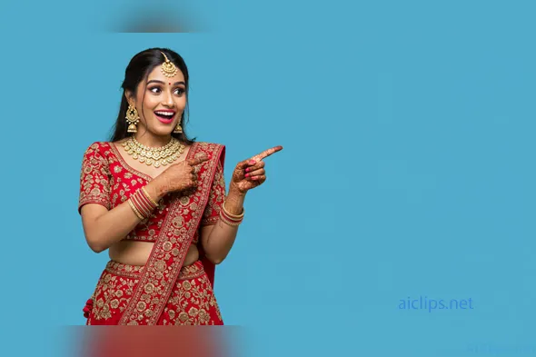 Vibrant Indian Woman in Traditional Attire Celebrating