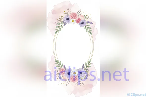 wedding Floral Watercolor Frame for Invitations