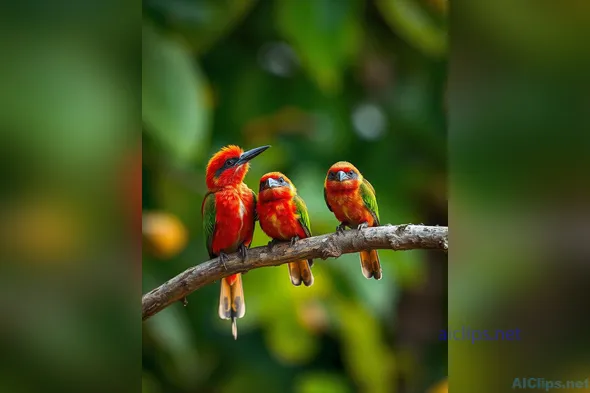 Stunning Tropical Birds Perched on a Branch
