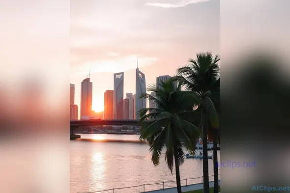 Stunning Urban Sunset with Palm Trees