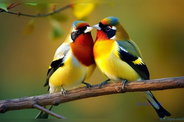 Vibrant Lovebirds on a Branch - Nature's Beauty