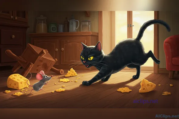 Dynamic Cat and Mouse Illustrated Scene