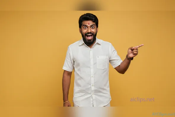 Excited Man Pointing: Professional Stock Image