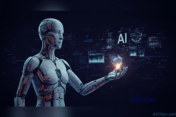 Futuristic AI Robot Holding Digital Insights