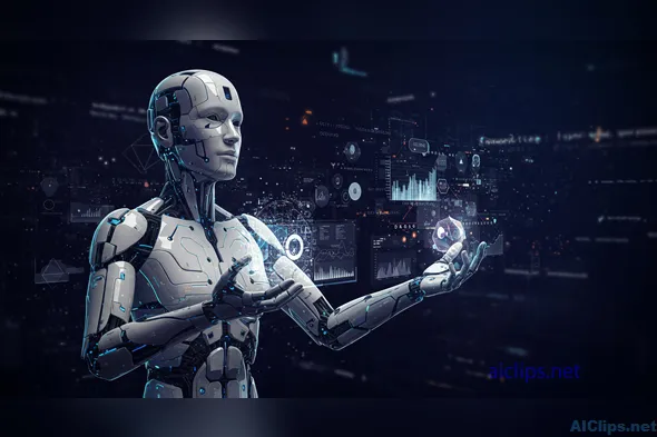 Futuristic AI Interaction with Data Visualization