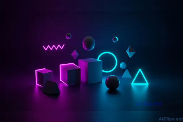 Dynamic Neon Geometric Shapes for Creative Designs
