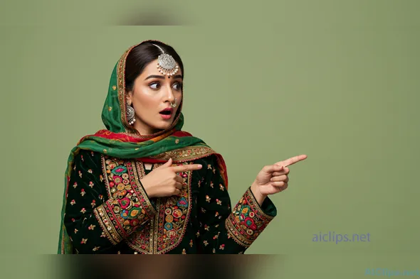 Traditional Pakistani Woman in Vibrant Attire