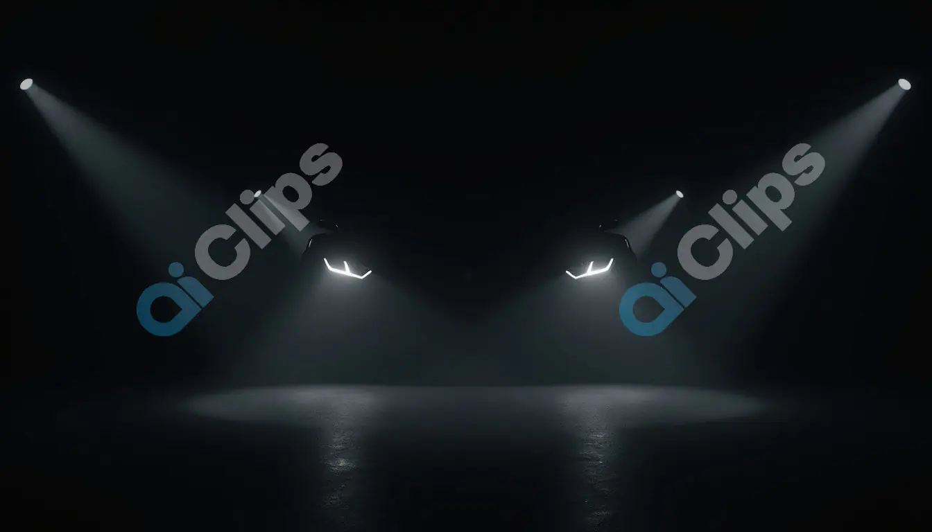 Minimalist Car Headlights in Darkness