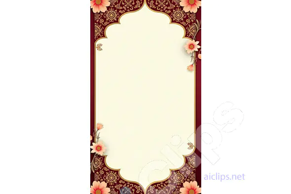 Luxurious Floral Frame with Ornate Red and Gold Design
