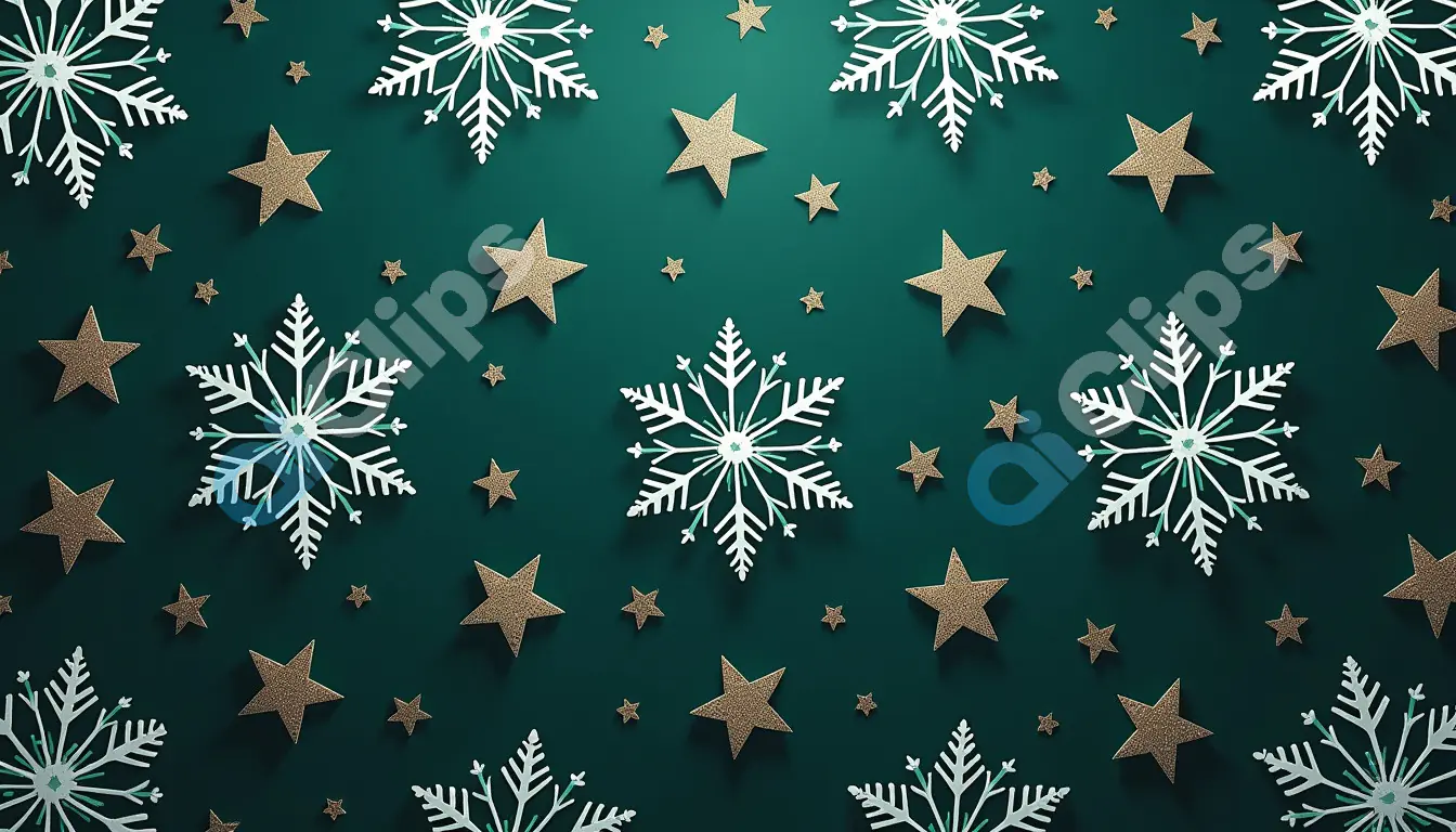 Festive Snowflakes and Golden Stars Background