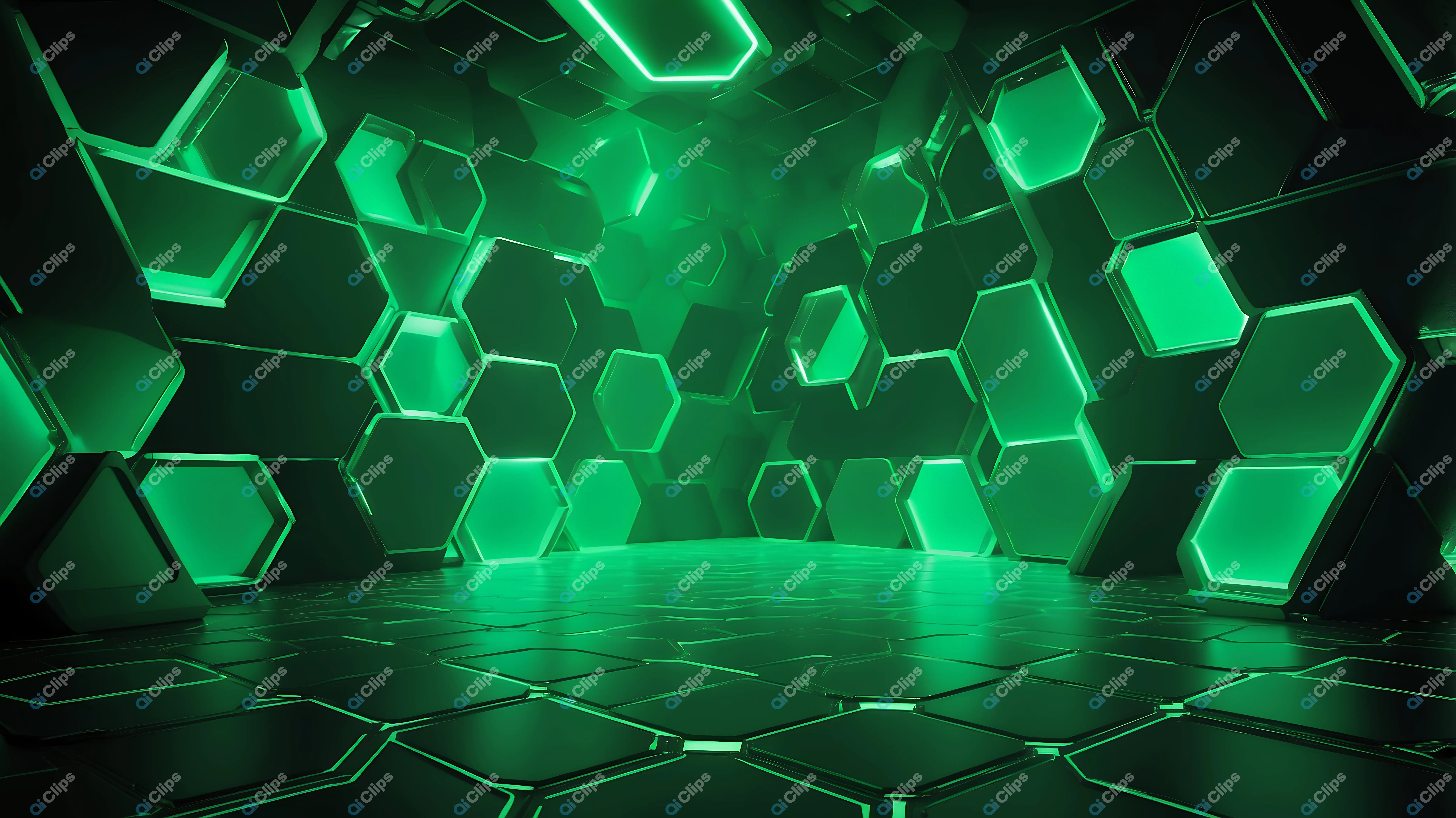 Neon Green Hexagon Background