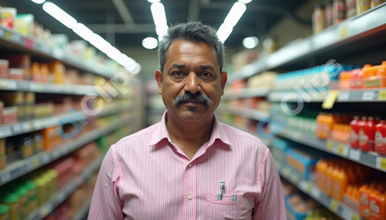 Portrait of a Confident Man in a Supermarket
