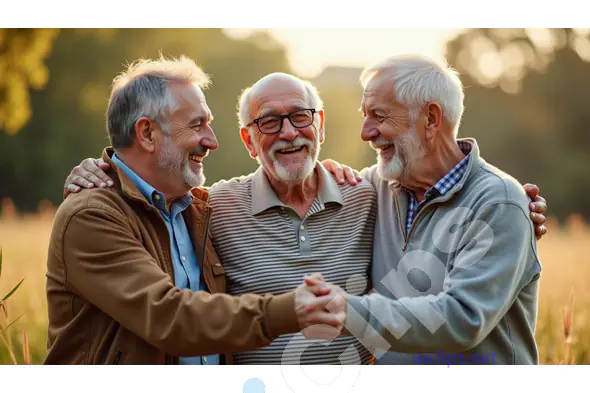 Joyful Reunion of Senior Friends in Nature