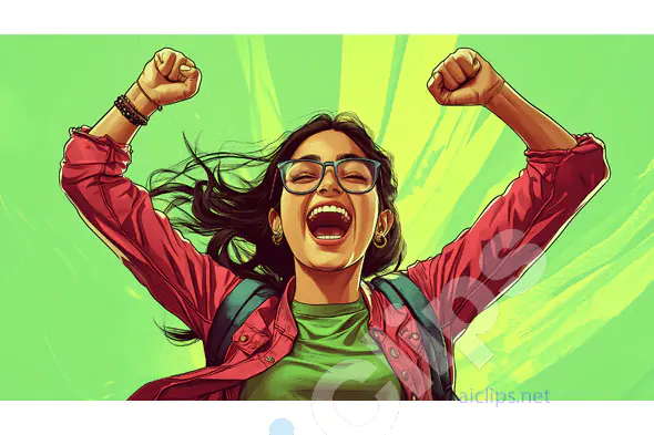 Excited Girl Celebrating