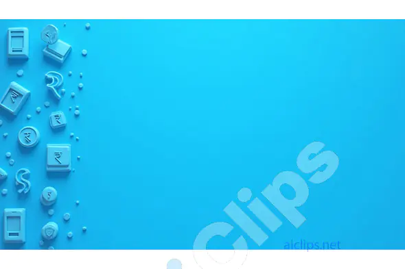 Blue Minimalist Financial Icons on Vibrant Background
