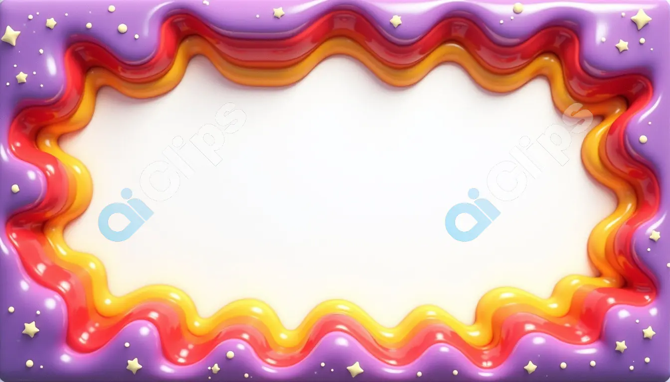 Vibrant Wavy Border with Star Accents - 3D Abstract Frame