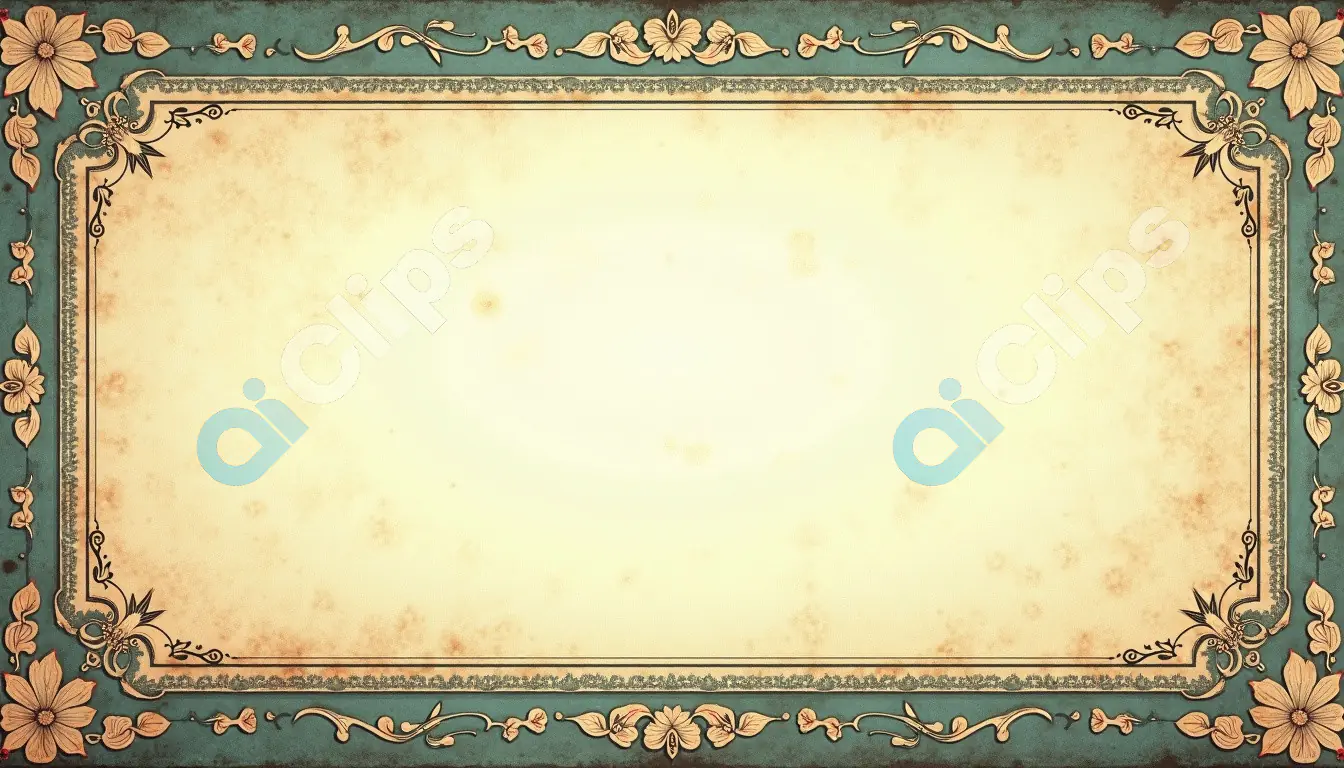 Vintage Floral Border Background with Antique Texture