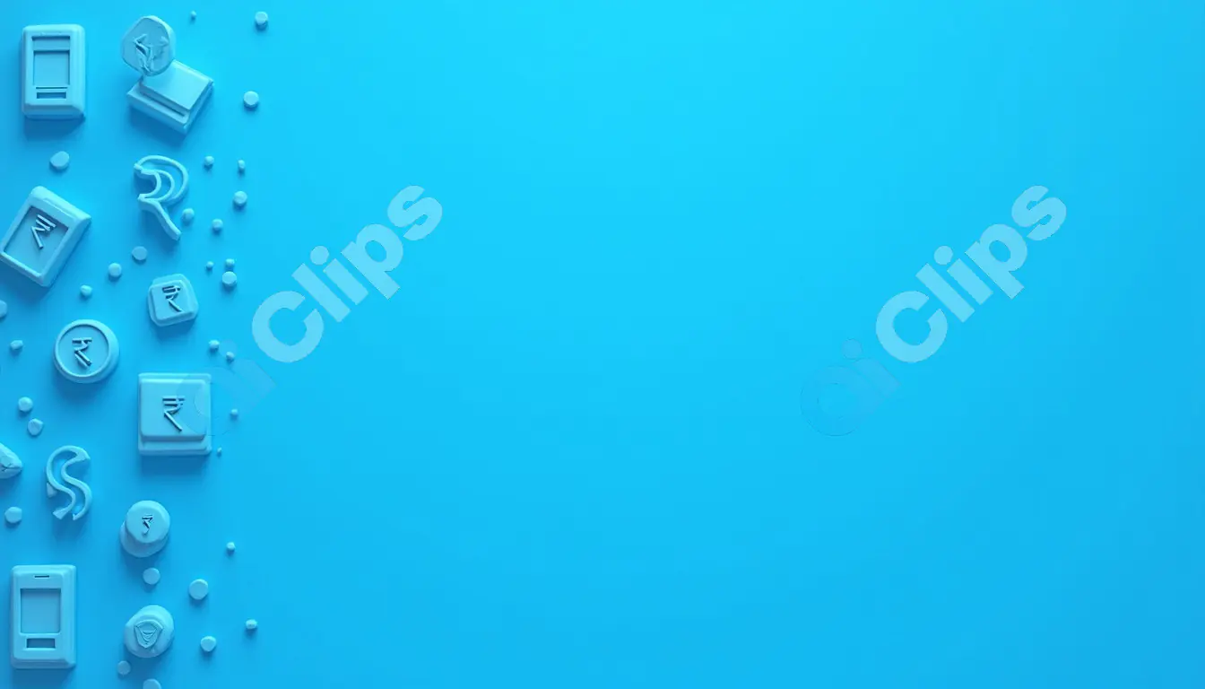 Blue Minimalist Financial Icons on Vibrant Background