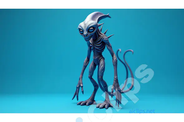 "Spiked 3D Alien Creature with Tail"