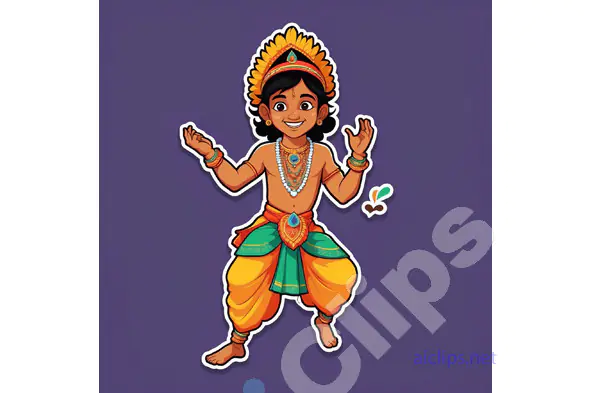 Happy Krishna Cartoon Sticker
