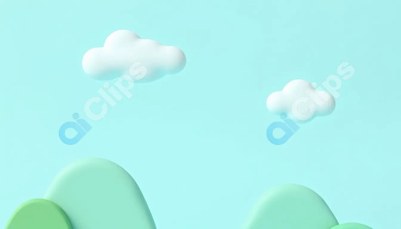 Minimalistic Pastel Landscape with Clouds