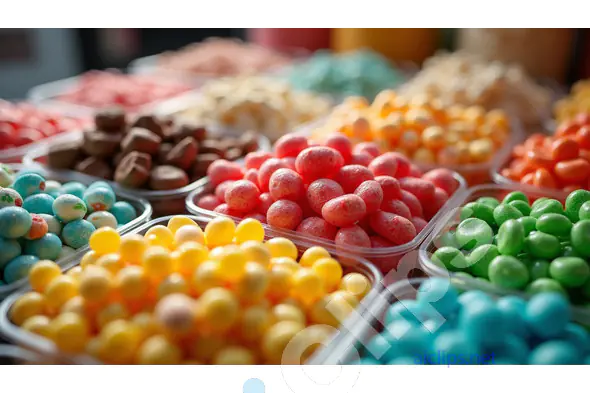 Assorted Colorful Candies in Clear Containers