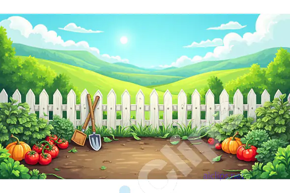 Peaceful Garden Landscape Illustration